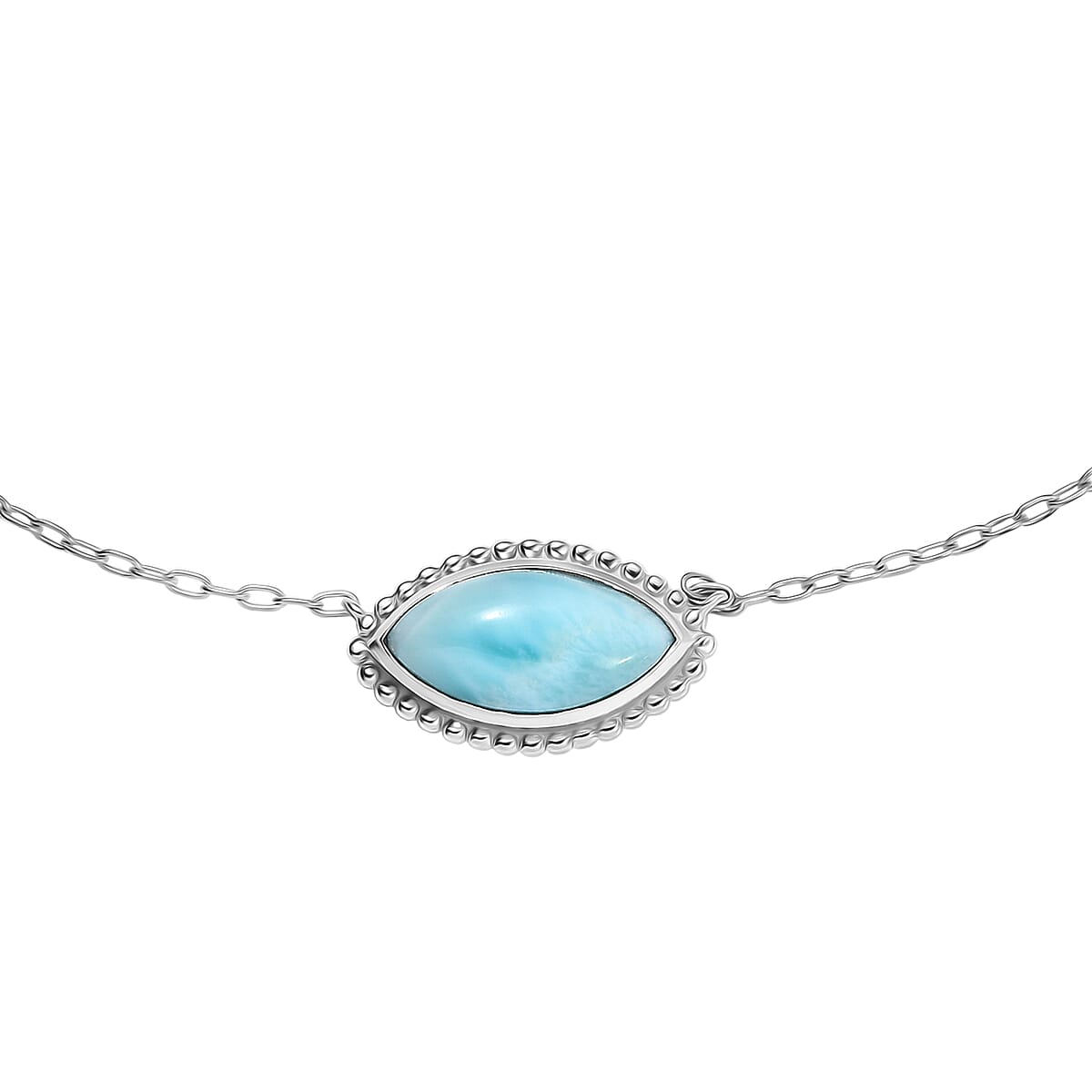 D'Joy Passport to Israel AAA Larimar 9.25 ctw Necklace in Platinum Over Sterling Silver 18-20 Inches  image number 3