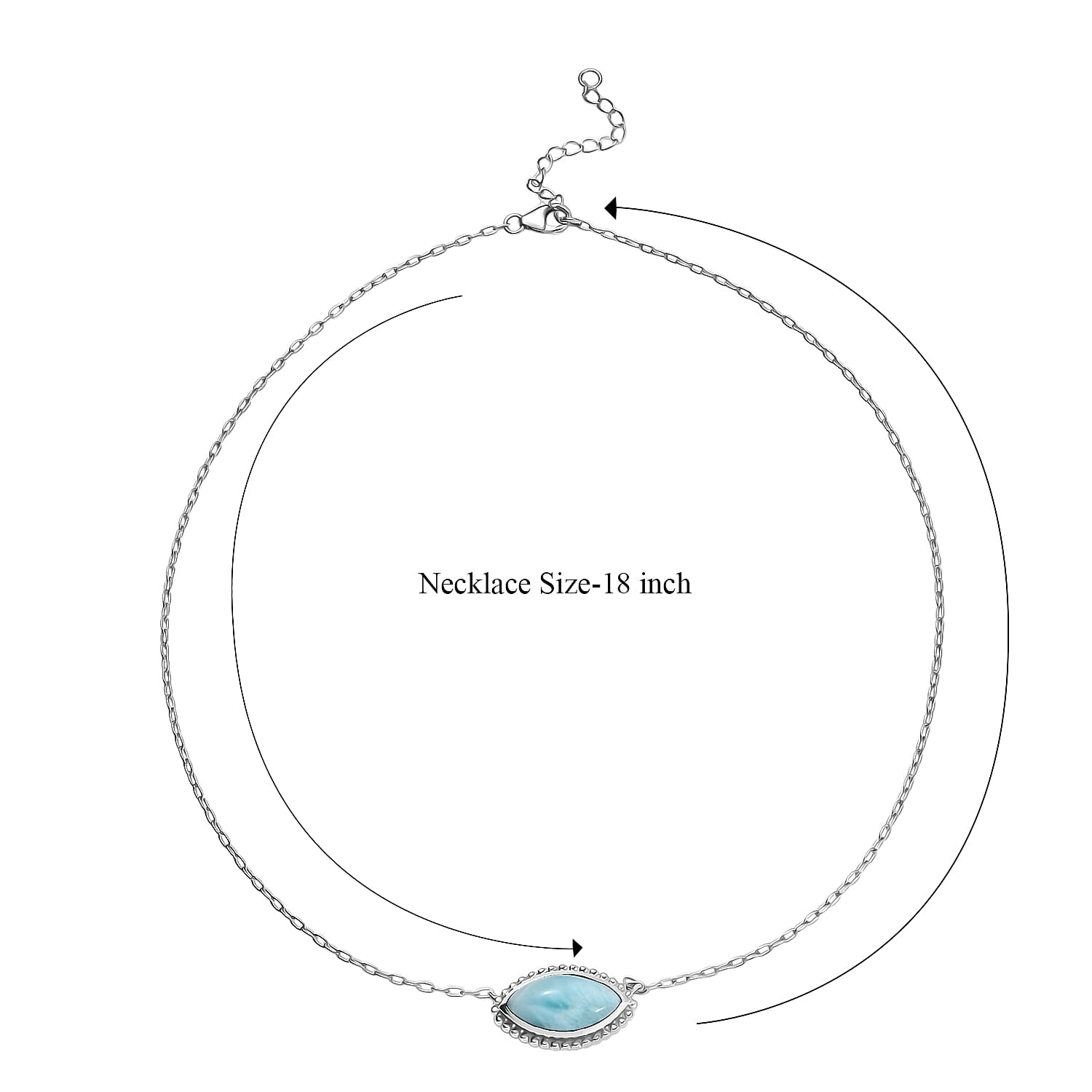 D'Joy Passport to Israel AAA Larimar 9.25 ctw Necklace in Platinum Over Sterling Silver 18-20 Inches