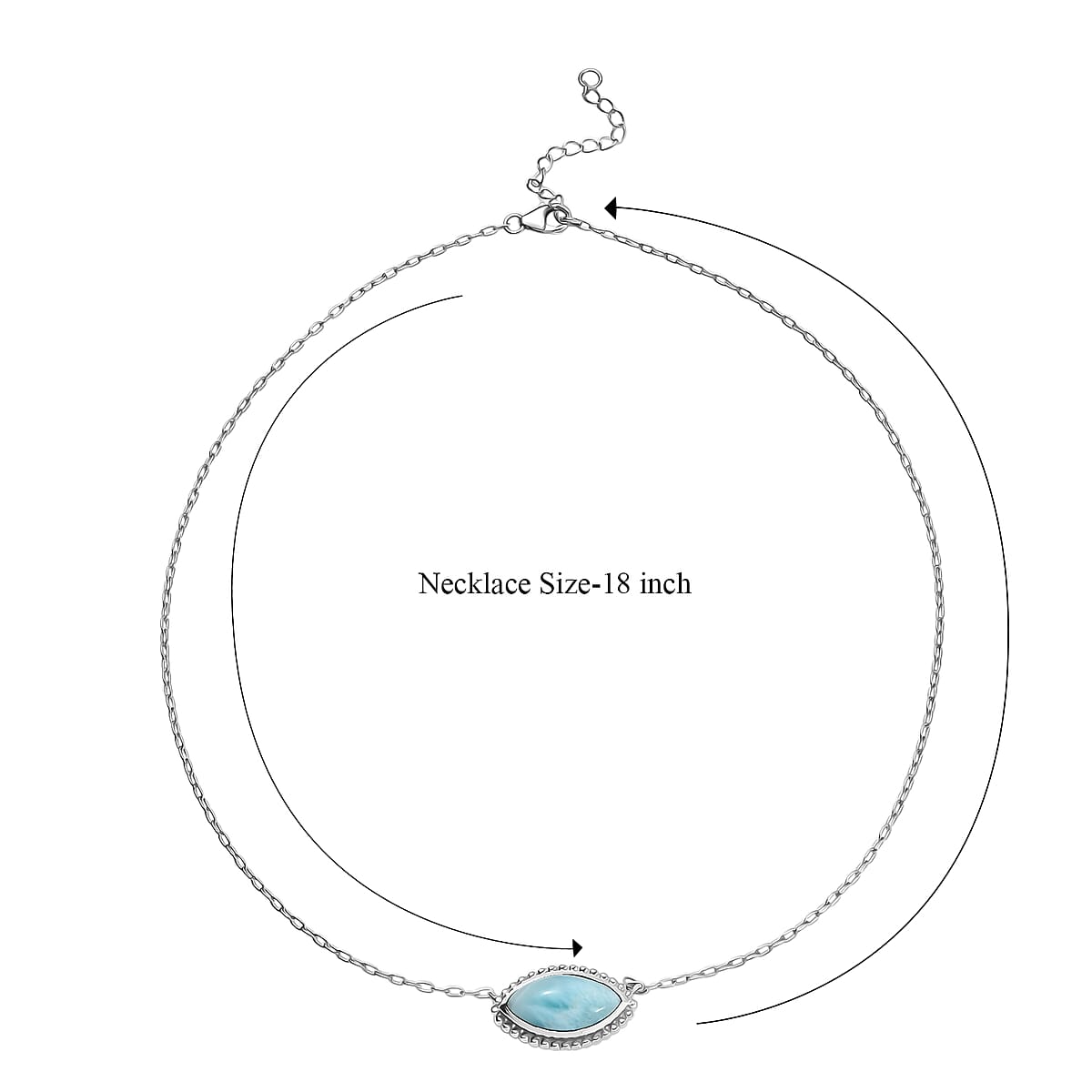 D'Joy Passport to Israel AAA Larimar 9.25 ctw Necklace in Platinum Over Sterling Silver 18-20 Inches  image number 5