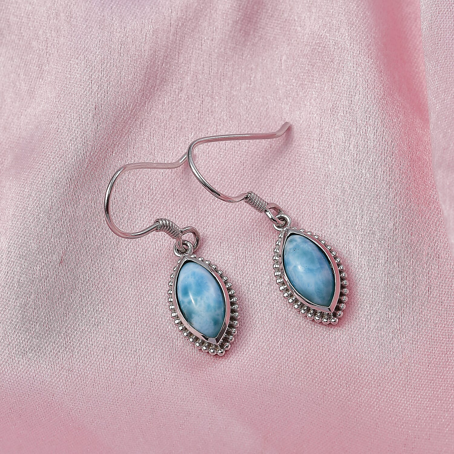 D'Joy Passport to Israel AAA Larimar 4.50 ctw Earrings in Platinum Over Sterling Silver