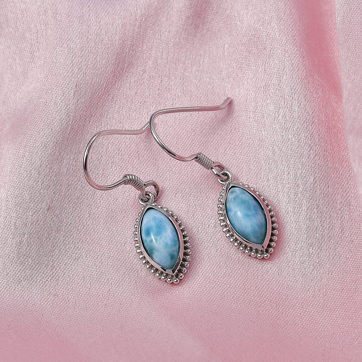 D'Joy AAA Larimar 4.50 ctw Earrings in Platinum Over Sterling Silver image number 1