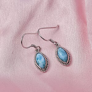 D'Joy AAA Larimar 4.50 ctw Earrings in Platinum Over Sterling Silver