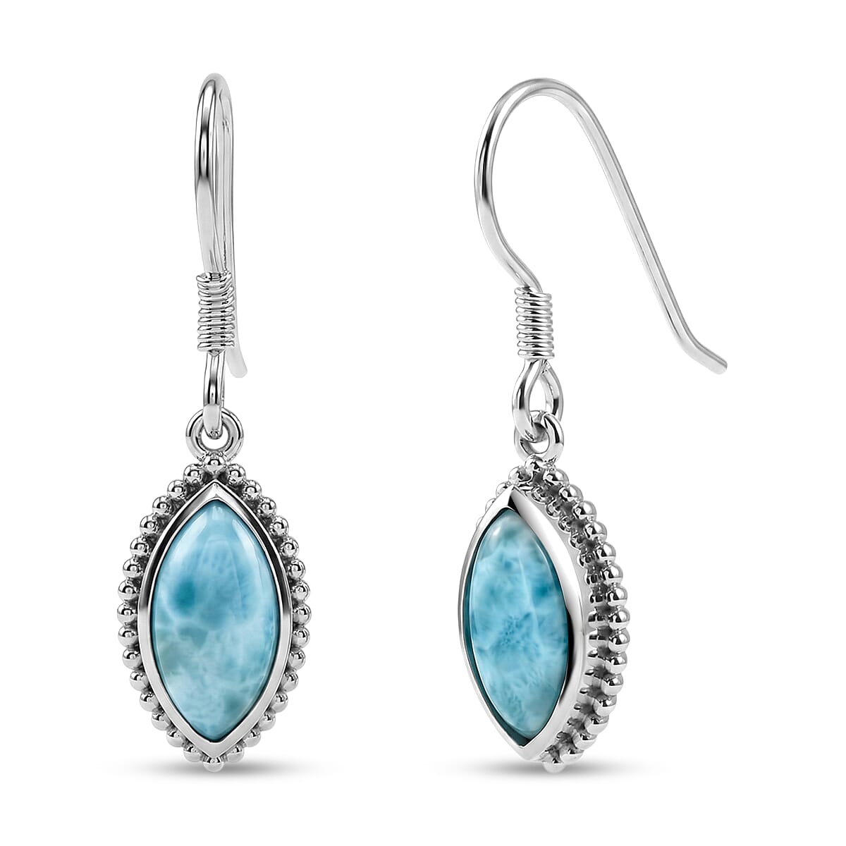 D'Joy AAA Larimar 4.50 ctw Earrings in Platinum Over Sterling Silver image number 2
