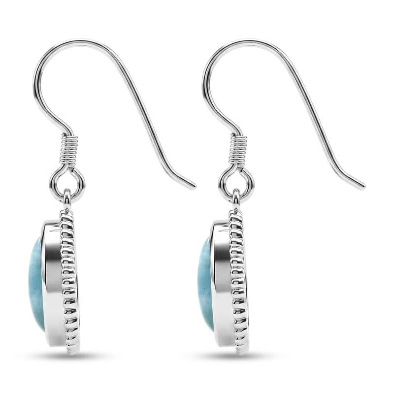D'Joy Passport to Israel AAA Larimar 4.50 ctw Earrings in Platinum Over Sterling Silver