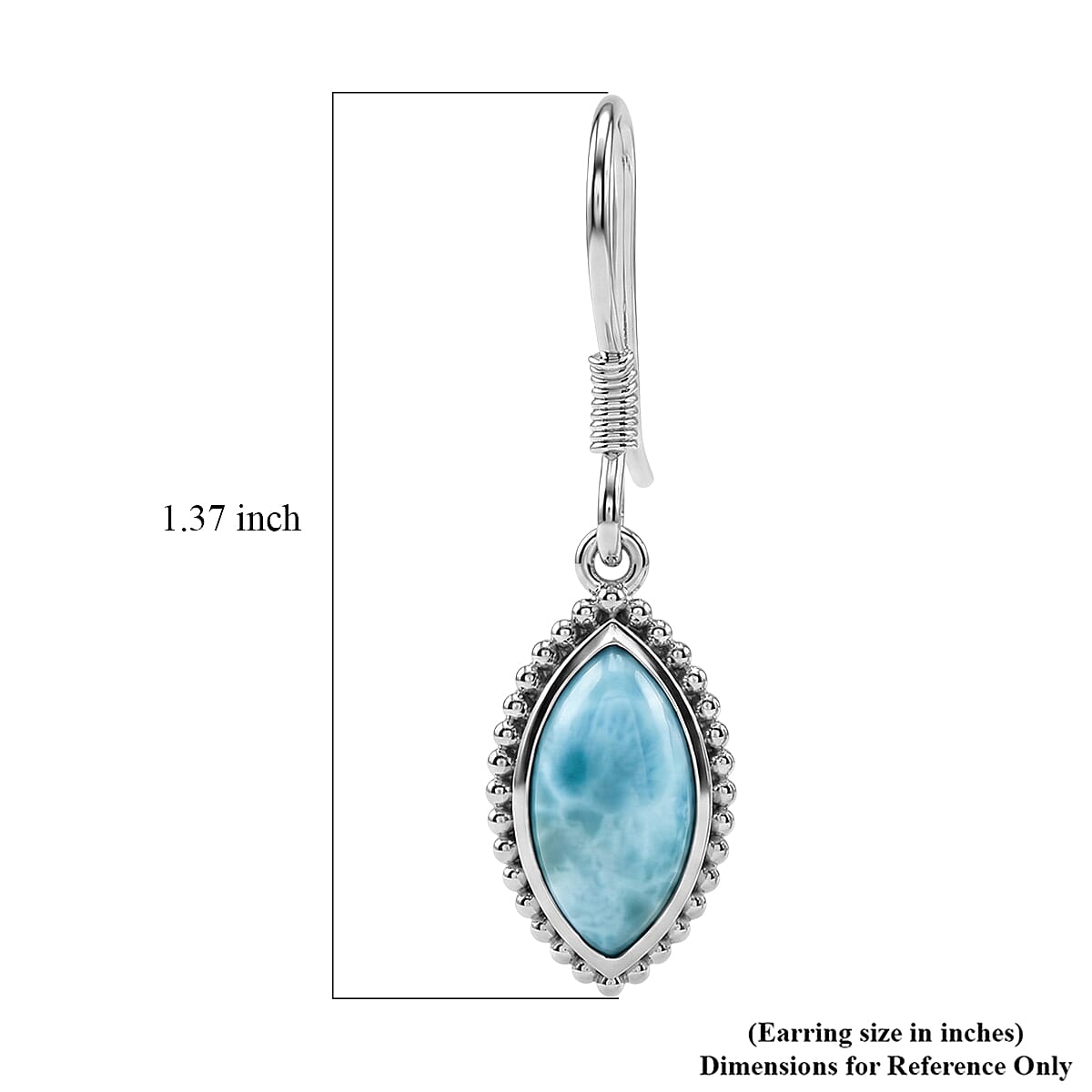 D'Joy AAA Larimar 4.50 ctw Earrings in Platinum Over Sterling Silver image number 5