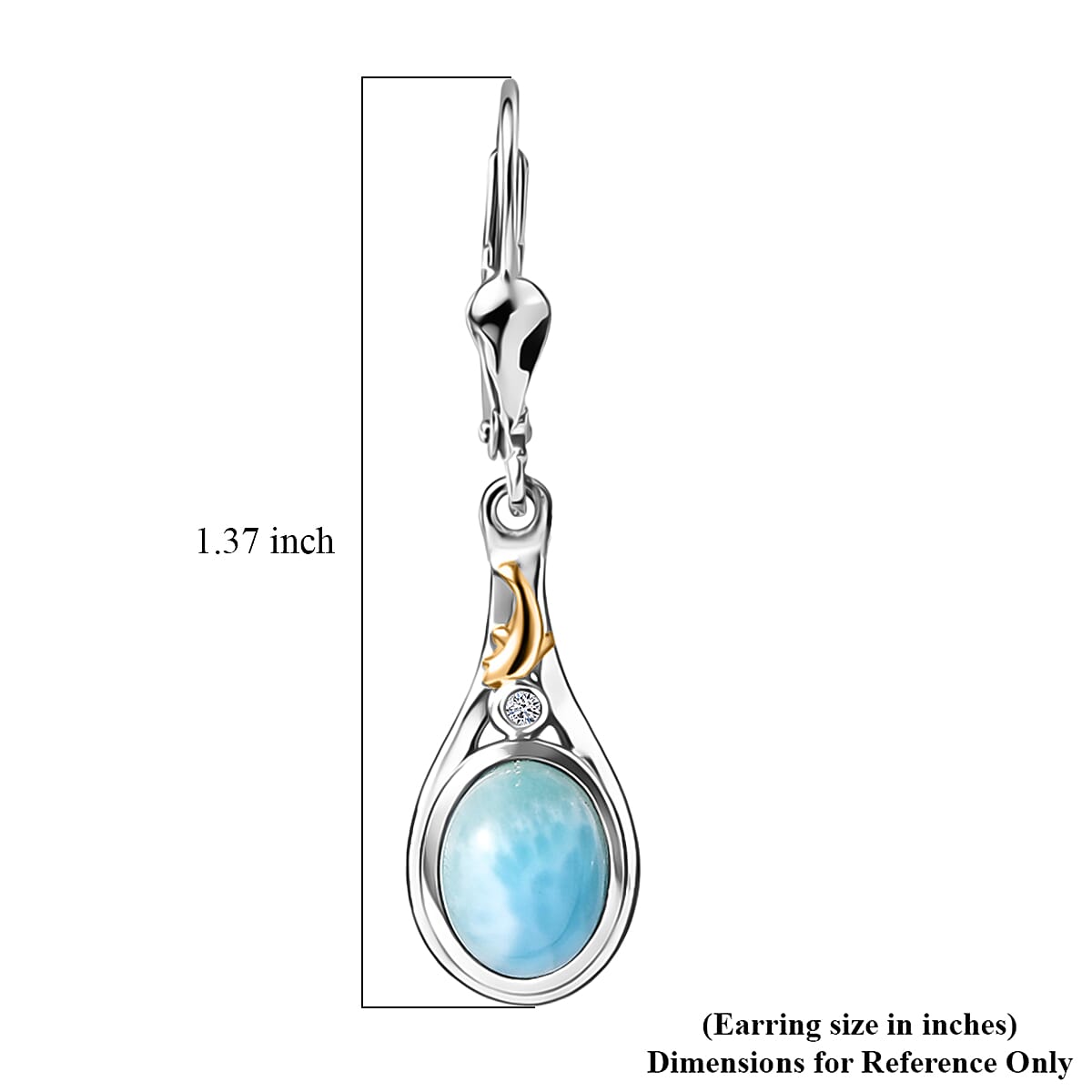 AAA Larimar and Luxuriant Lab Grown Diamond G-H SI 3.10 ctw Ocean Joy Earrings in 18K Vermeil YG and Rhodium Over Sterling Silver image number 5