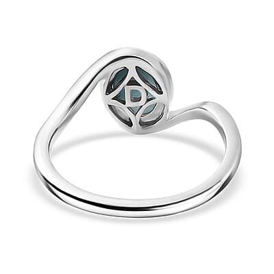 D'Joy AAA Larimar 1.50 ctw Tidal Curve Ring in Rhodium Over Sterling Silver (Size 5.0)