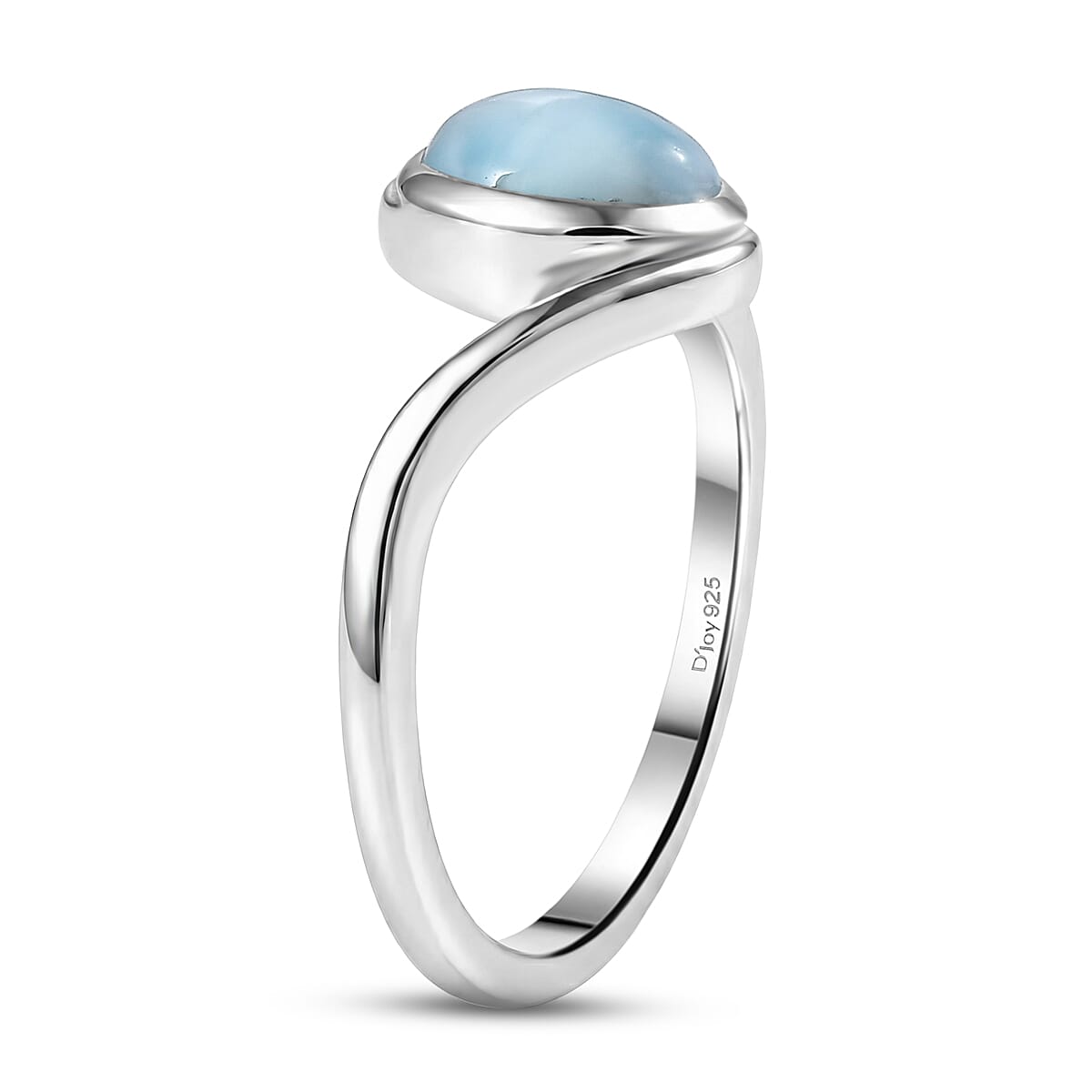 D'Joy AAA Larimar 1.50 ctw Tidal Curve Ring in Rhodium Over Sterling Silver (Size 7.0) image number 3