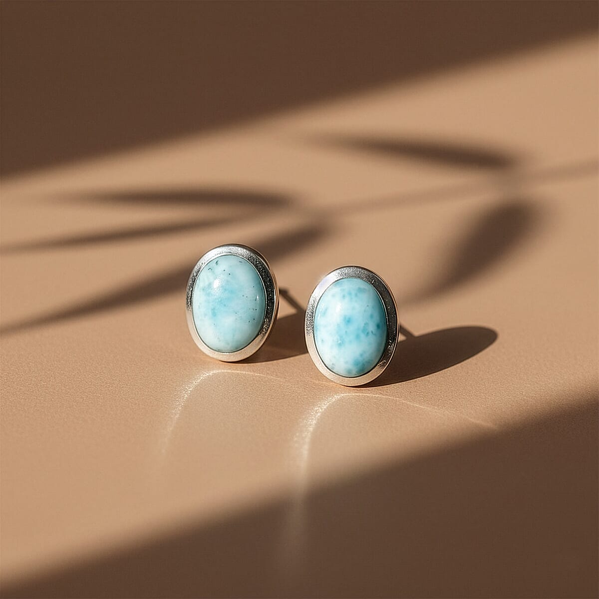D'Joy AAA Larimar 2.00 ctw Stud Earrings in Rhodium Over Sterling Silver image number 1