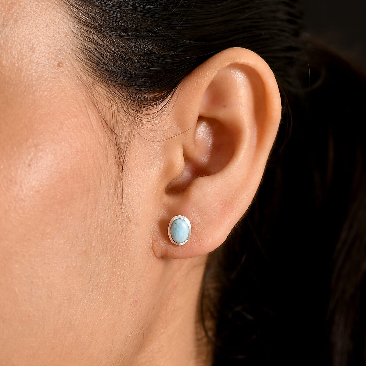 D'Joy AAA Larimar 2.00 ctw Stud Earrings in Rhodium Over Sterling Silver image number 2