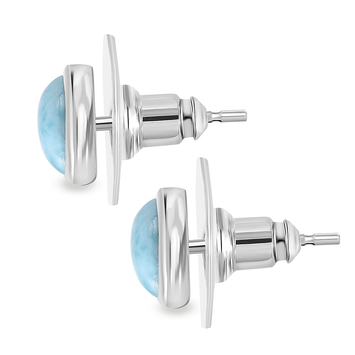D'Joy AAA Larimar 2.00 ctw Stud Earrings in Rhodium Over Sterling Silver image number 3