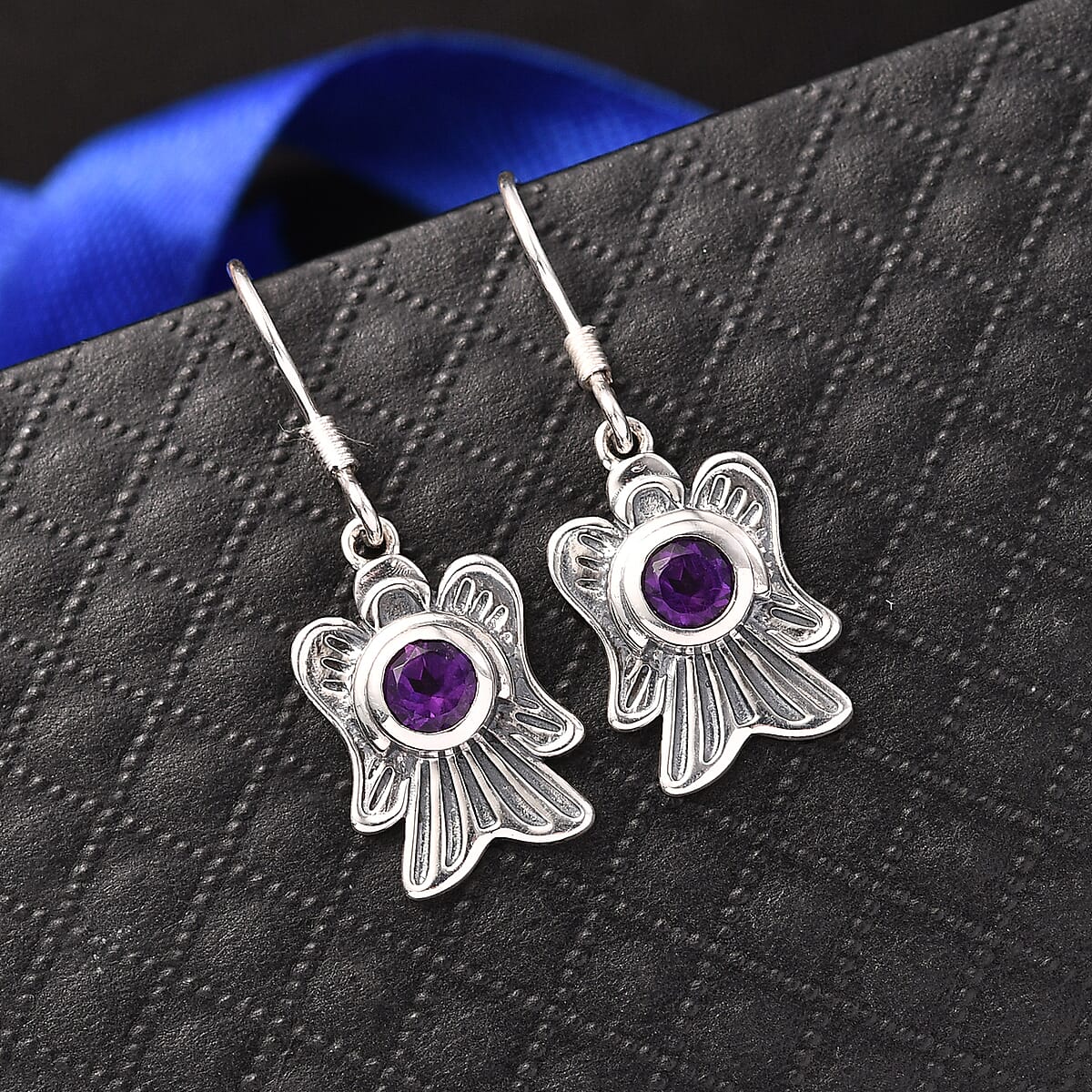 D'Joy Premium African Amethyst 0.90 ctw Earrings in Sterling Silver image number 1