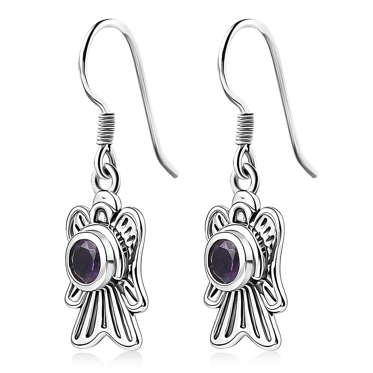D'Joy Premium African Amethyst 0.90 ctw Earrings in Sterling Silver image number 3