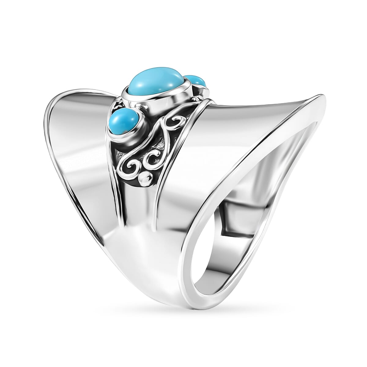 D'Joy Passport to Israel Artisan Crafted Sleeping Beauty Turquoise 1.15 ctw Ring in Sterling Silver (Size 6.0) image number 3