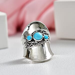 D'Joy Passport to Israel Artisan Crafted Sleeping Beauty Turquoise 1.15 ctw Ring in Sterling Silver (Size 9.0)
