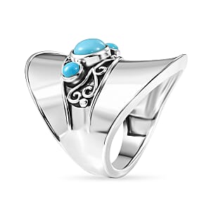 D'Joy Passport to Israel Artisan Crafted Sleeping Beauty Turquoise 1.15 ctw Ring in Sterling Silver (Size 9.0)