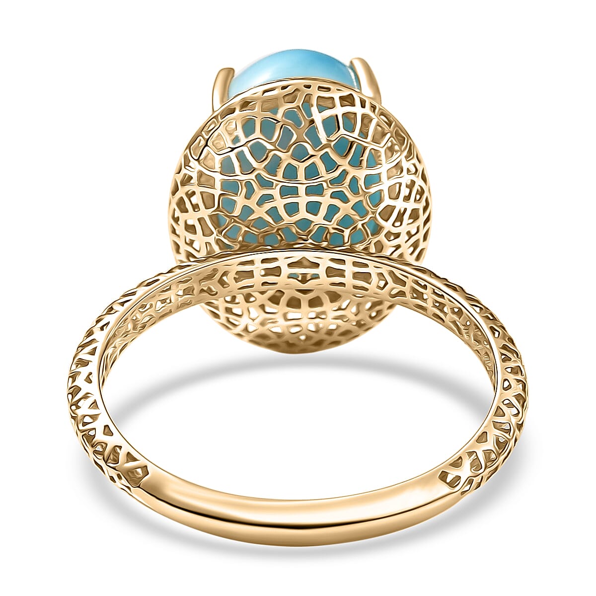 Mirage Collection AAA Larimar 7.00 ctw Ring in 10K Yellow Gold (Size 7.0) image number 4