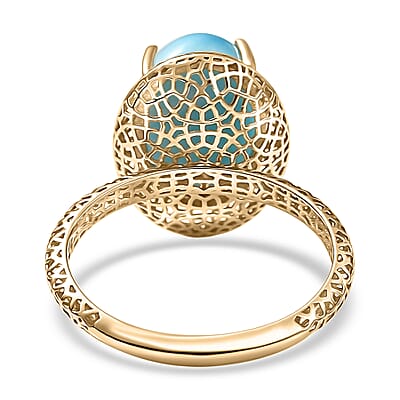 Mirage Collection AAA Larimar 7.00 ctw Ring in 10K Yellow Gold (Size 7.0)