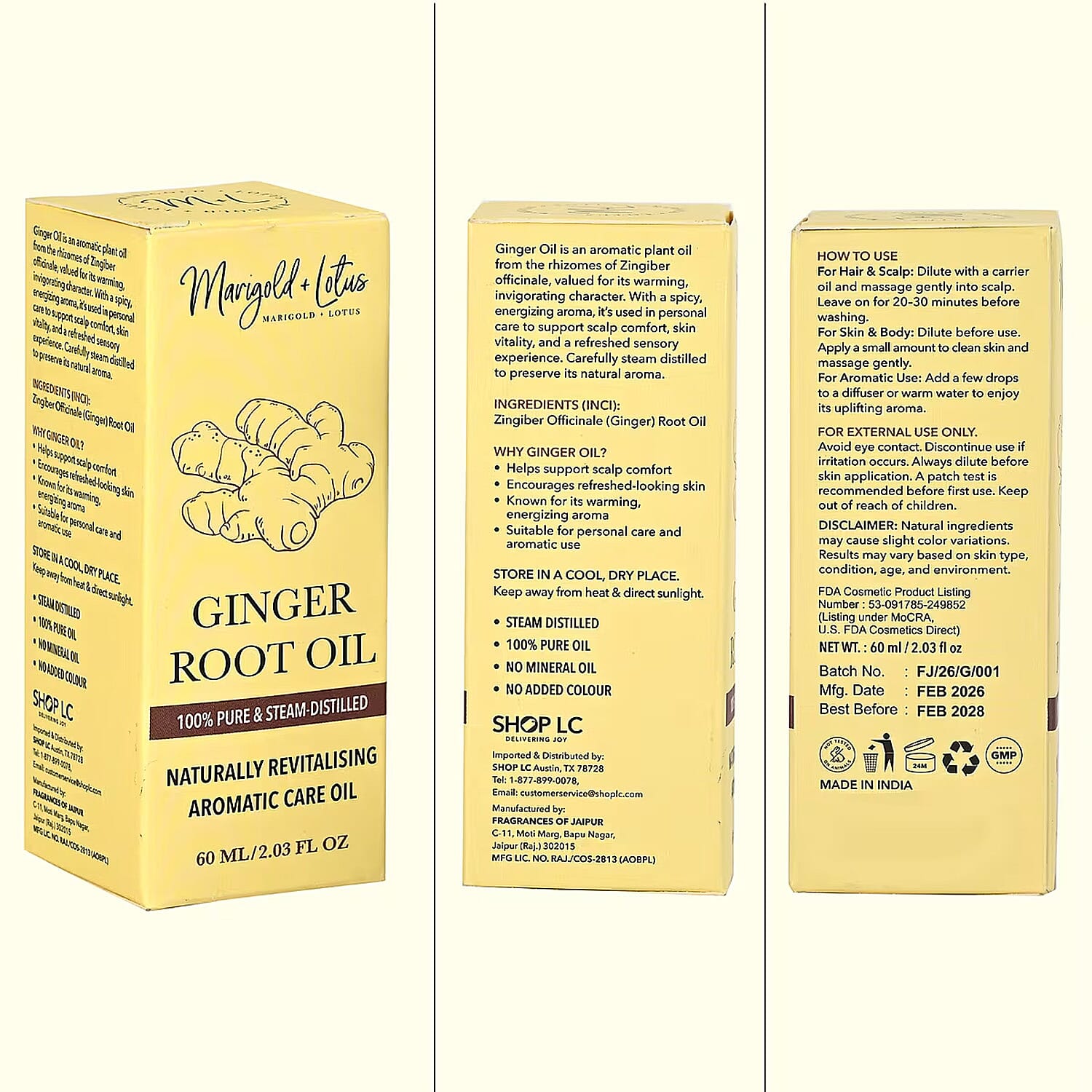 Marigold + Lotus Pure Ginger Root Oil (2.03oz)