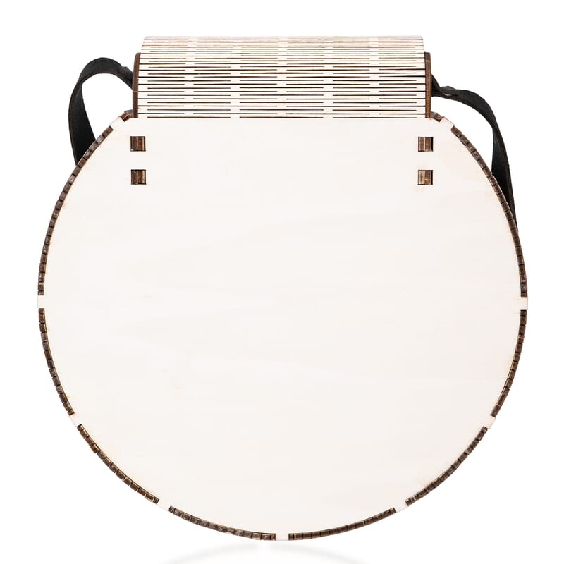 Passage Multi Color Flamingo Print Wood Round Shoulder Bag
