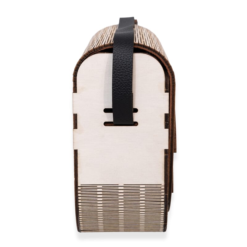 Passage Multi Color Feather Print Wood Round Shoulder Bag