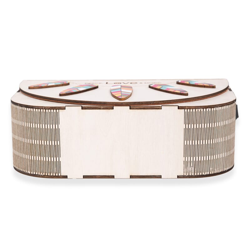 Passage Multi Color Feather Print Wood Round Shoulder Bag