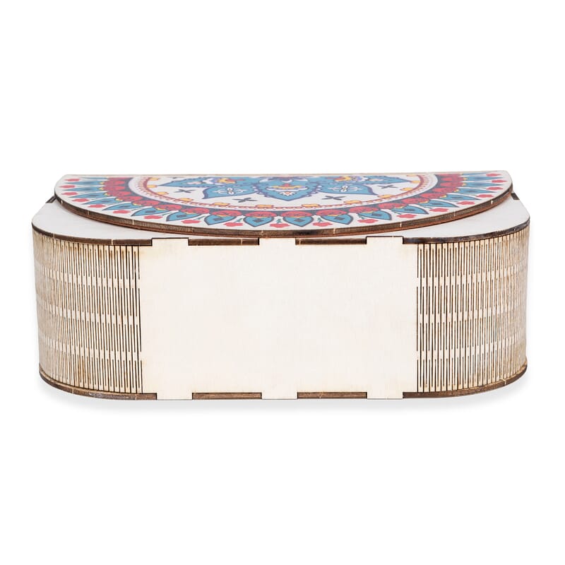 Passage Multi Color Boho Medallion Print Wood Round Shoulder Bag