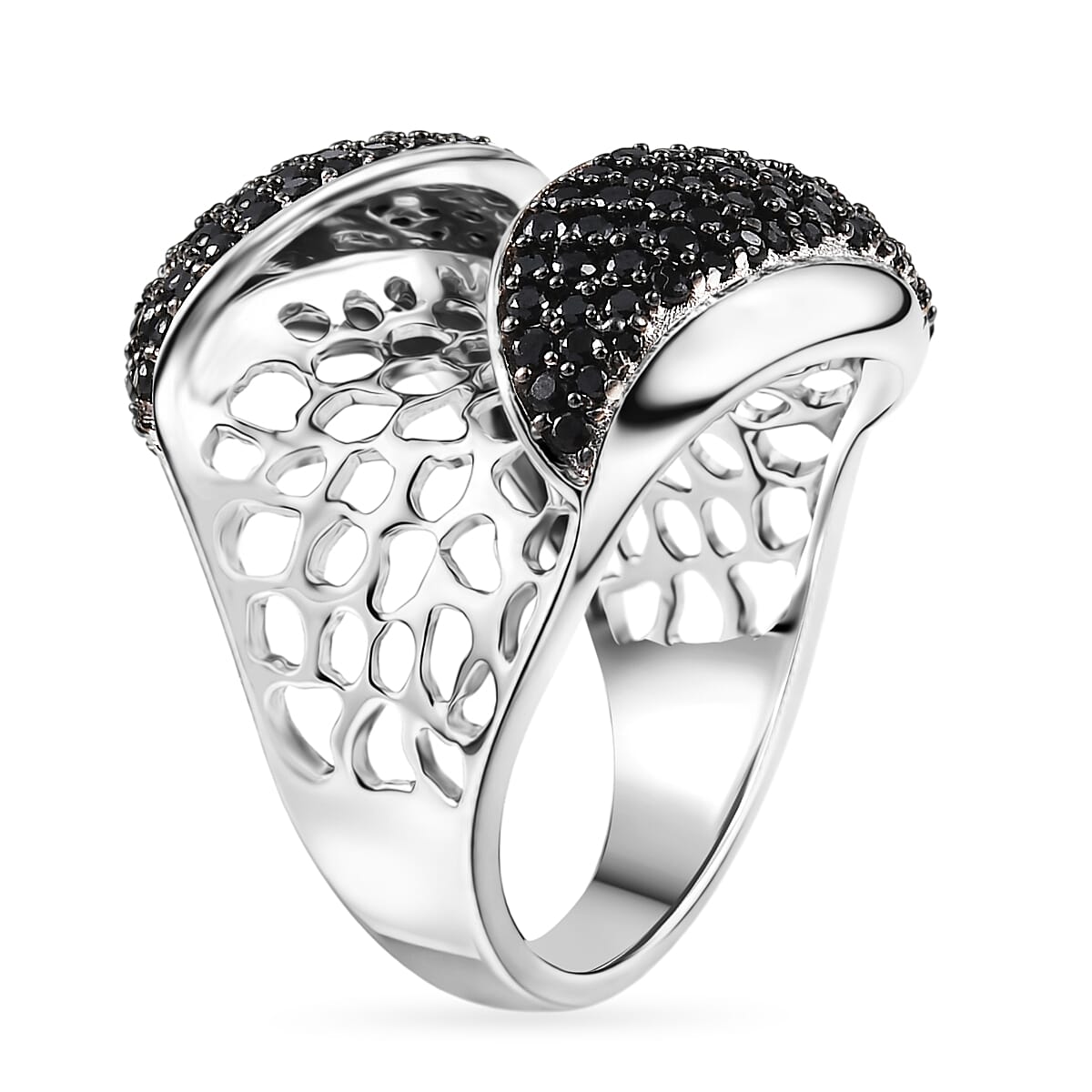 D'Joy Passport to Turkey Thai Black Spinel 1.20 ctw Ring in Rhodium Over Sterling Silver (Size 8.0) image number 3