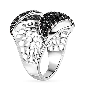 D'Joy Passport to Turkey Thai Black Spinel 1.20 ctw Ring in Rhodium Over Sterling Silver (Size 8.0)