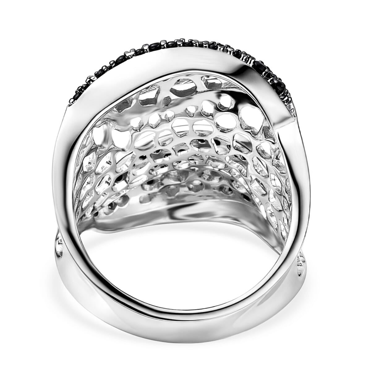 D'Joy Passport to Turkey Thai Black Spinel 1.20 ctw Ring in Rhodium Over Sterling Silver (Size 8.0) image number 4