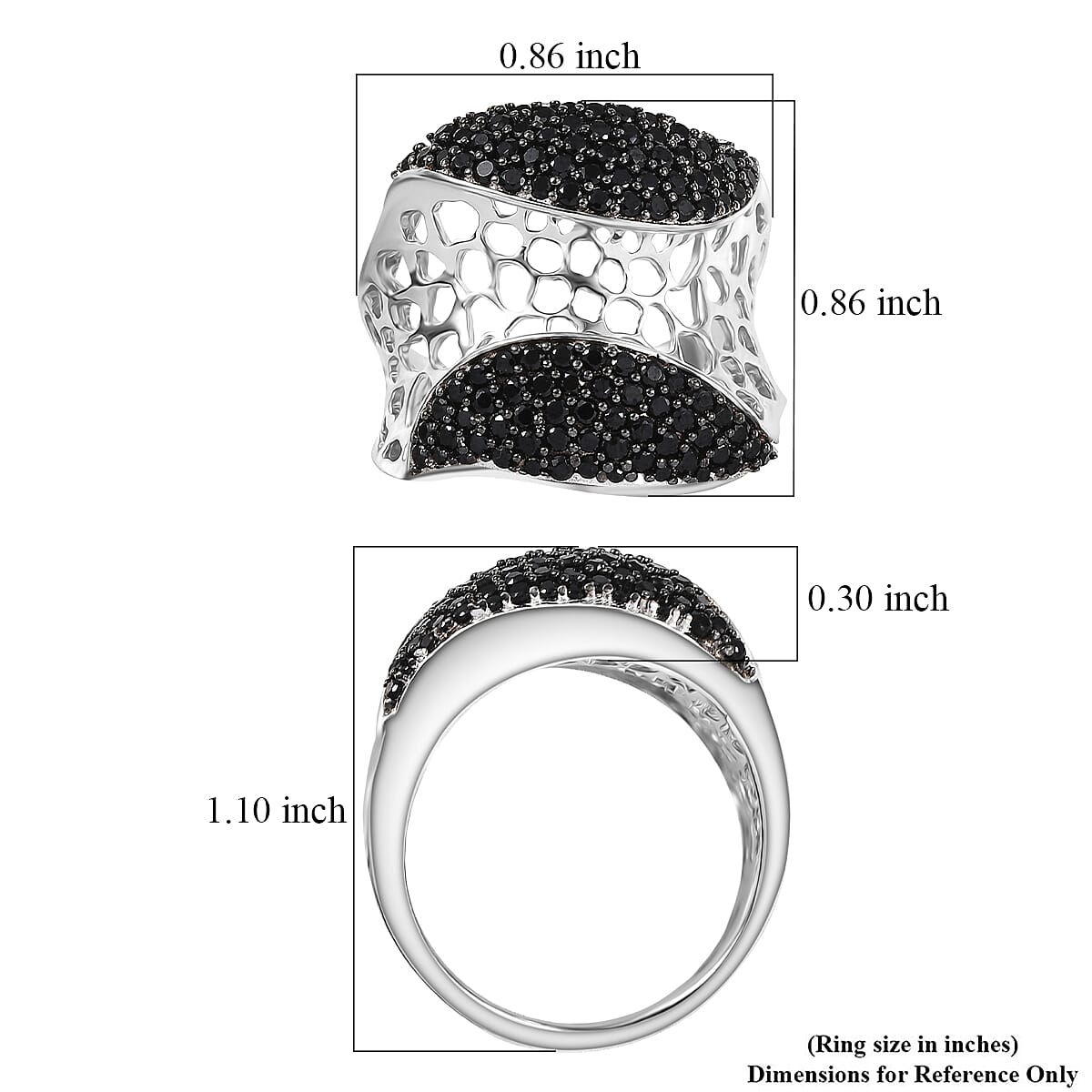 D'Joy Passport to Turkey Thai Black Spinel 1.20 ctw Ring in Rhodium Over Sterling Silver (Size 8.0) image number 5