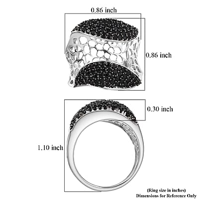 D'Joy Passport to Turkey Thai Black Spinel 1.20 ctw Ring in Rhodium Over Sterling Silver (Size 9.0)
