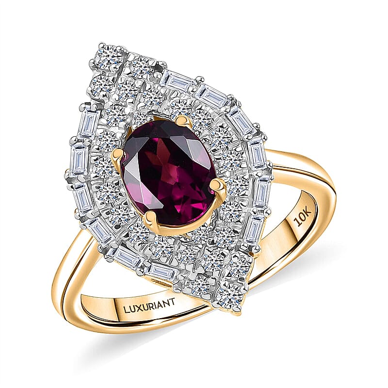 Certified and Appraised AAA Radiant Ember Garnet, Lab-Grown Diamond Ring in 10K Yellow Gold 2.06 ctw (Size 5.0)