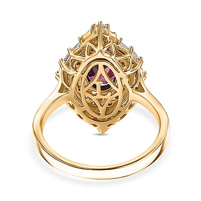 Certified and Appraised AAA Radiant Ember Garnet, Lab-Grown Diamond Ring in 10K Yellow Gold 2.06 ctw (Size 5.0)