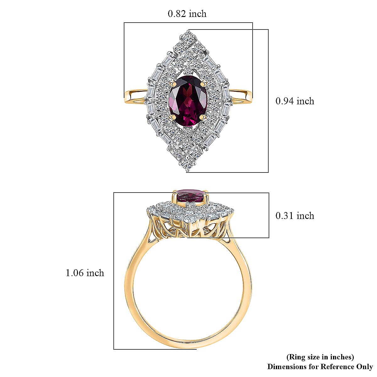 Certified & Appraised AAA Radiant Ember Garnet and Luxuriant Diamond G-H SI 2.06 ctw Ring in 10K Yellow Gold image number 5