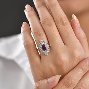 Certified AAA Radiant Ember Garnet, Lab-Grown Diamond Ring in 10K Yellow Gold 2.06 ctw (Size 5.5)