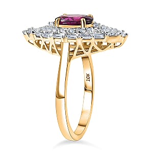 Certified AAA Radiant Ember Garnet, Lab-Grown Diamond Ring in 10K Yellow Gold 2.06 ctw (Size 7.5)
