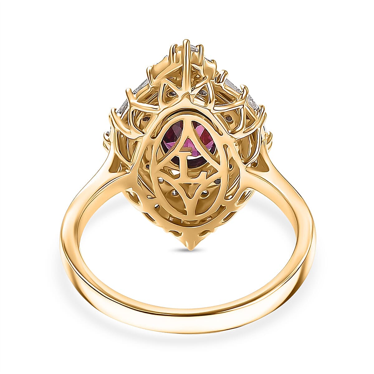 Certified AAA Radiant Ember Garnet, Lab-Grown Diamond Ring in 10K Yellow Gold 2.06 ctw (Size 10.5) image number 4