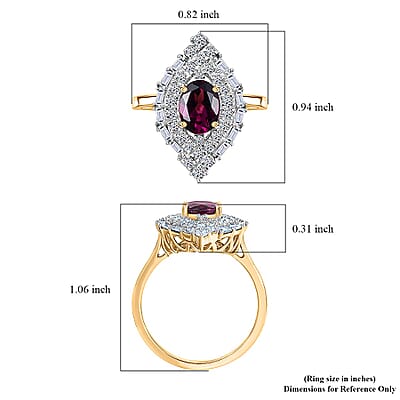Certified and Appraised AAA Radiant Ember Garnet, Lab-Grown Diamond Ring in 10K Yellow Gold 2.06 ctw (Size 12.0)