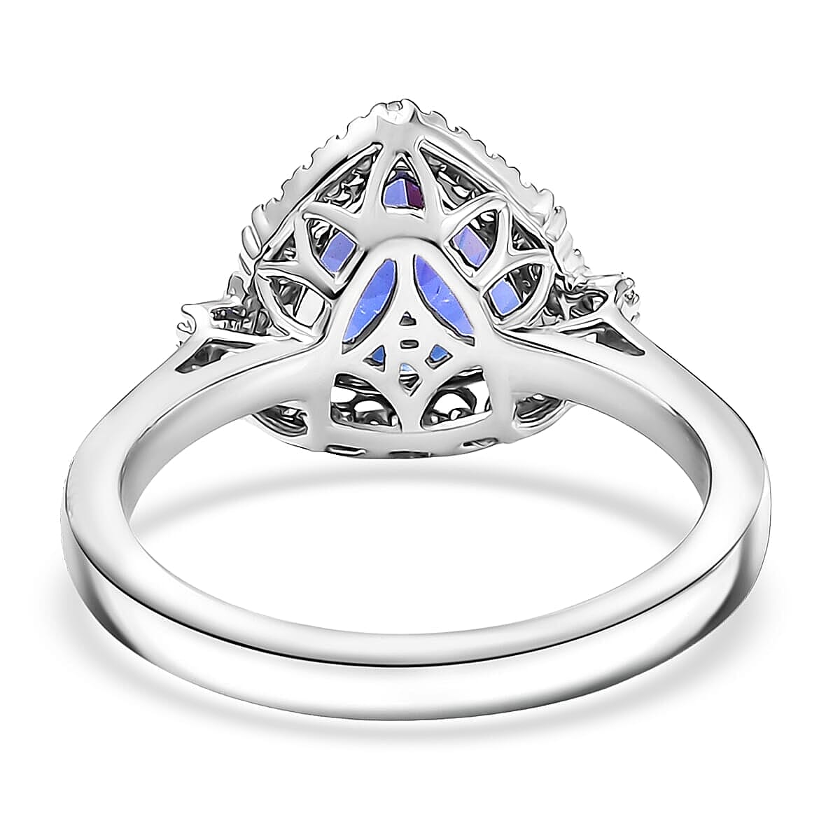 Doorbuster Certified & Appraised Rhapsody AAAA Tanzanite and Diamond E-F VS 3.04 ctw Ring in 950 Platinum (Size 6.5) 6.40 Grams image number 4