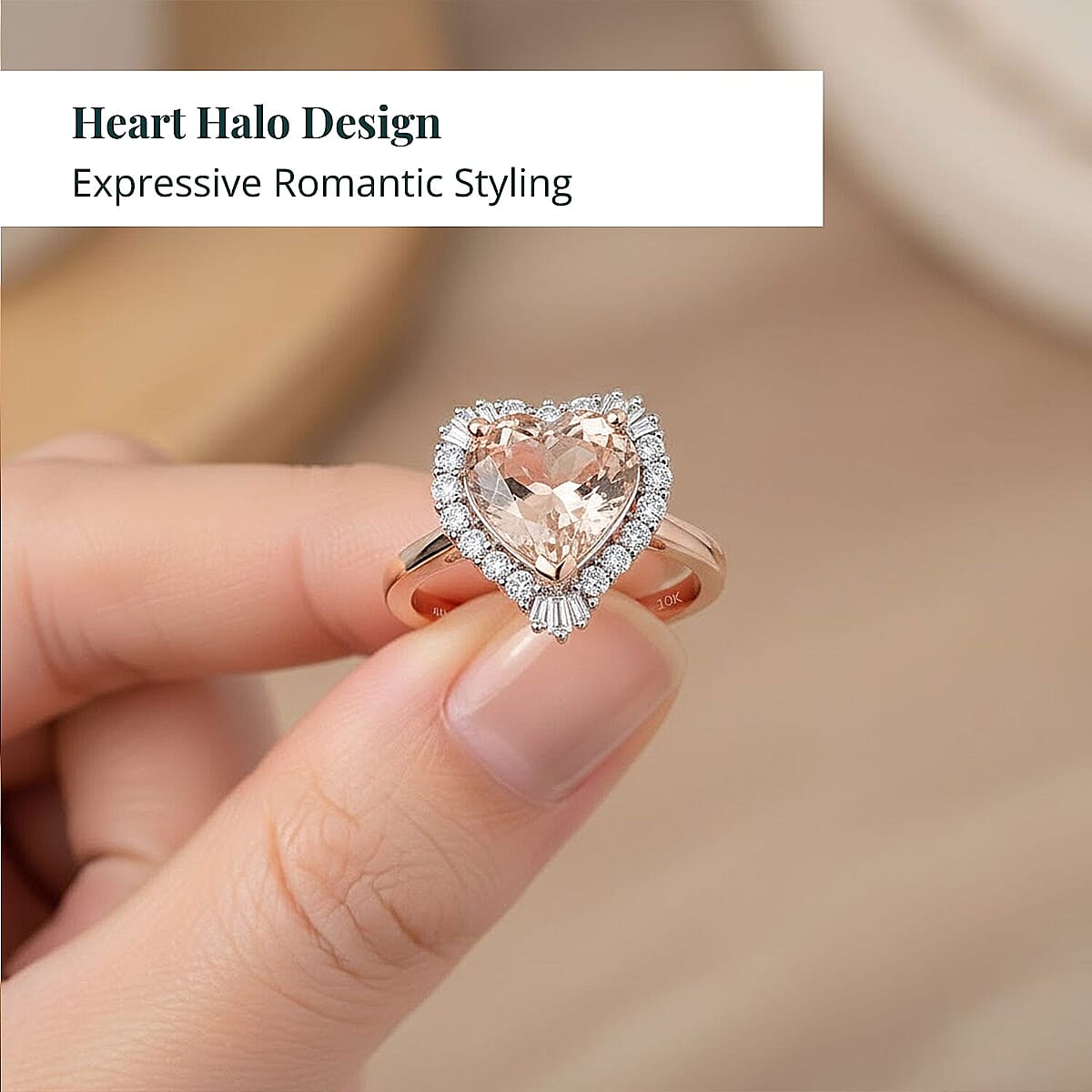 Certified & Appraised 10K Rose Gold AAA Marropino Morganite, Luxuriant Diamond (G-H, SI) (0.50 cts) Ring (Size 10.0) 3.87 ctw image number 4