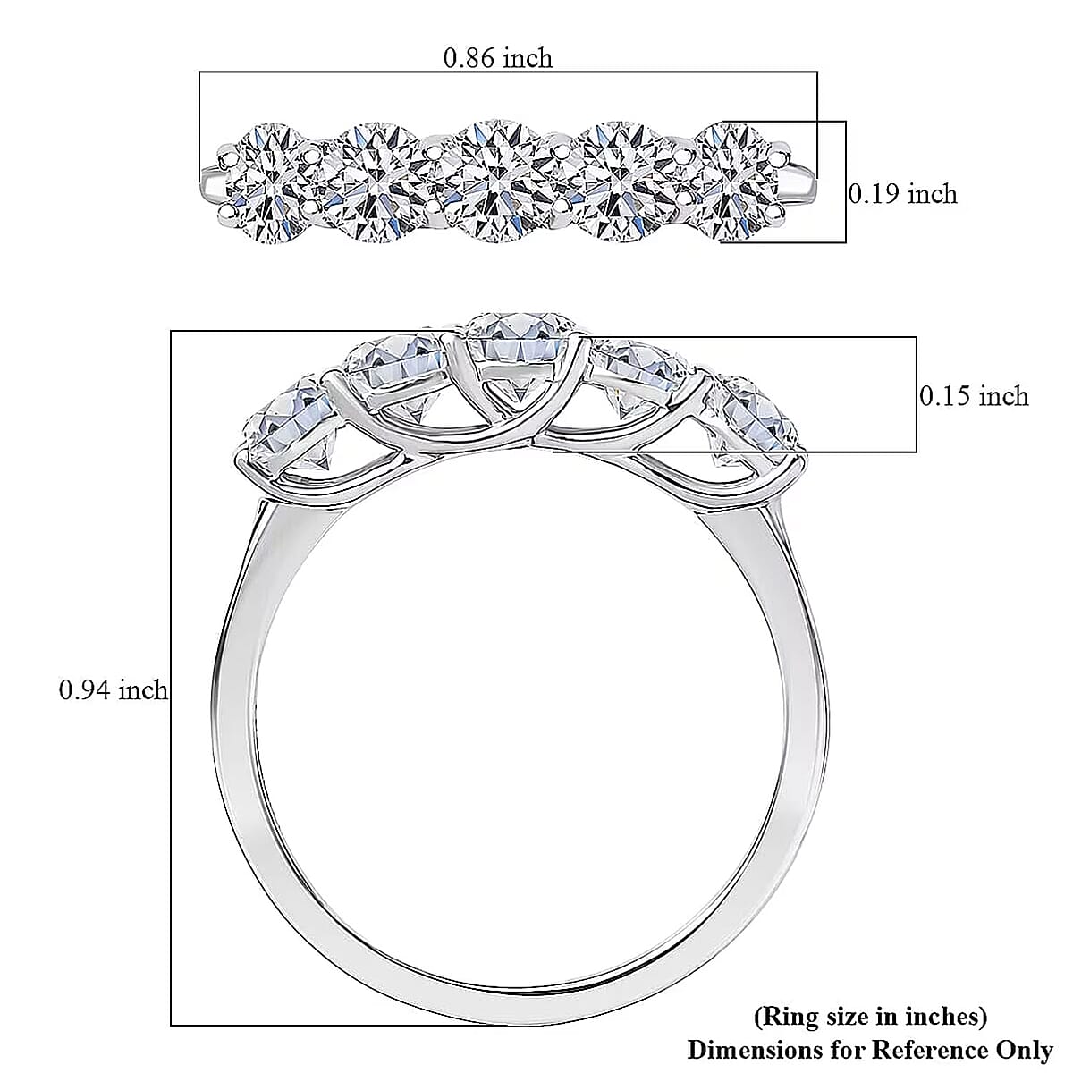 Luxuriant Lab Grown Diamond Band Ring in 950 Palladium 1.30 ctw (Size 7.5) image number 6