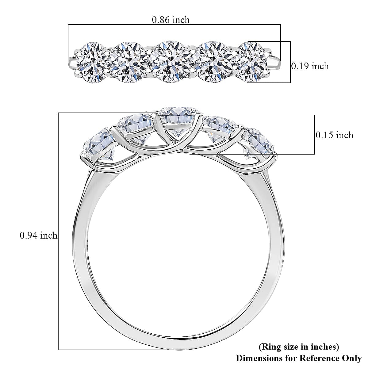 Luxuriant Lab Grown Diamond Band Ring in 950 Palladium 1.30 ctw (Size 8.5) image number 4