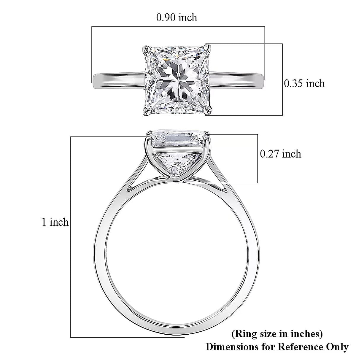 Luxuriant Princess Cut Lab Grown Diamond Solitaire Ring in 950 Palladium 3.00 ctw (Size 5.0) image number 6