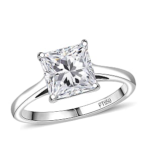 Luxuriant Princess Cut Lab Grown Diamond Solitaire Ring in 950 Palladium 3.00 ctw (Size 6.5)