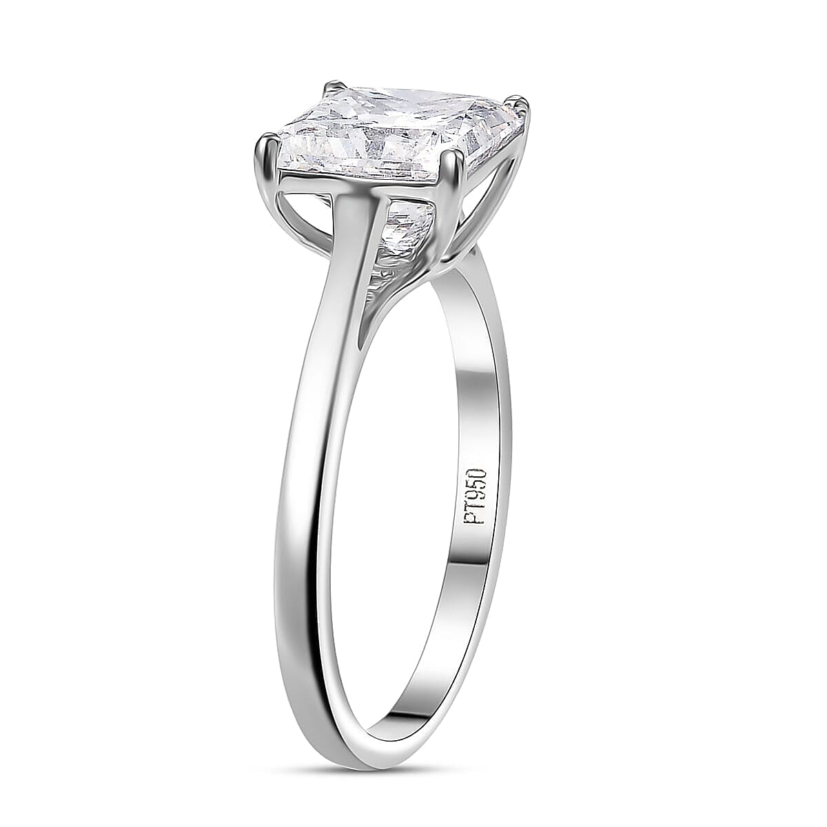 Luxuriant Princess Cut Lab Grown Diamond Solitaire Ring in 950 Palladium 3.00 ctw (Size 6.5) image number 3