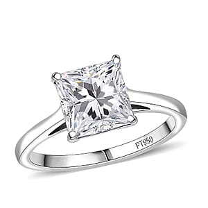 Luxuriant Princess Cut Lab Grown Diamond Solitaire Ring in 950 Palladium 3.00 ctw (Size 11.0)