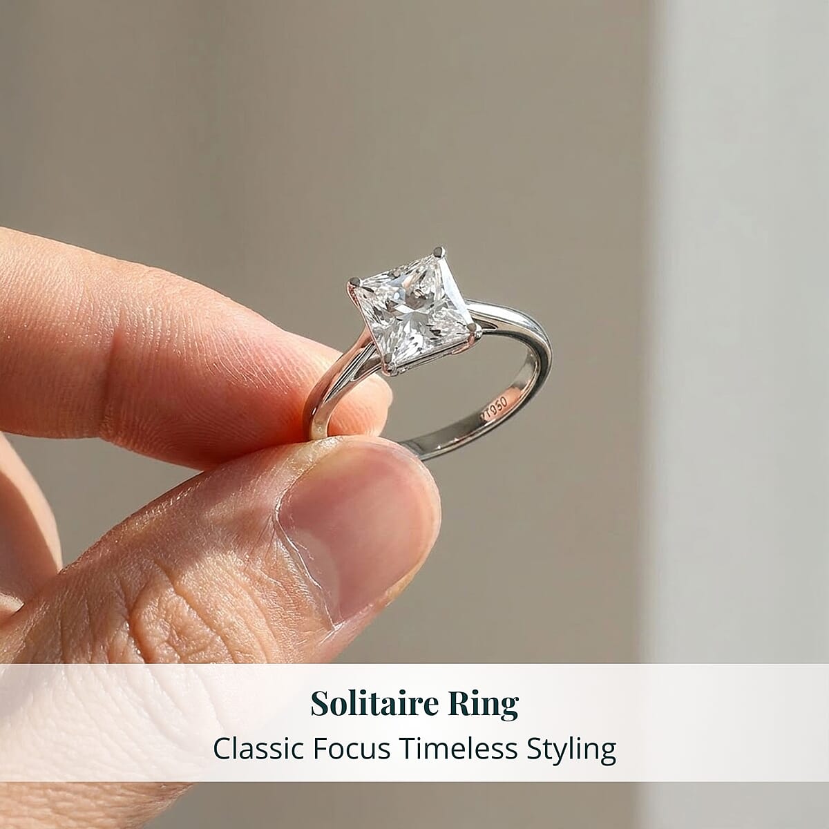 Luxuriant Princess Cut Lab Grown Diamond Solitaire Ring in 950 Palladium 3.00 ctw (Size 11.0) image number 5