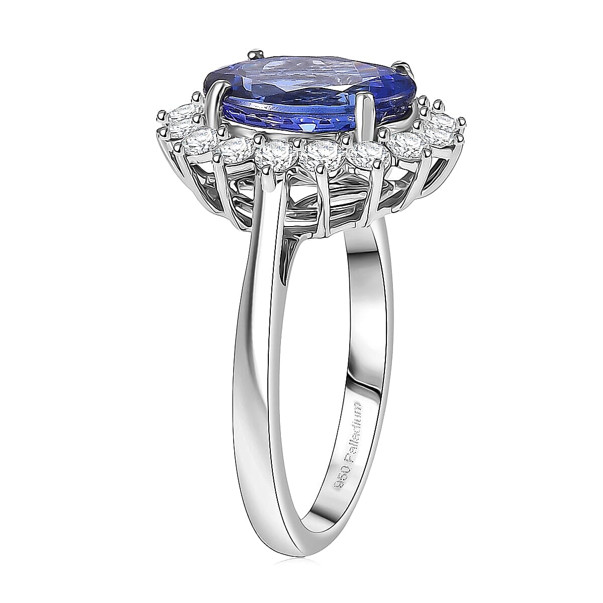 AAAA Tanzanite, Diamond Floral Ring in 950 Palladium 4.50 ctw (Size 5.5) image number 3