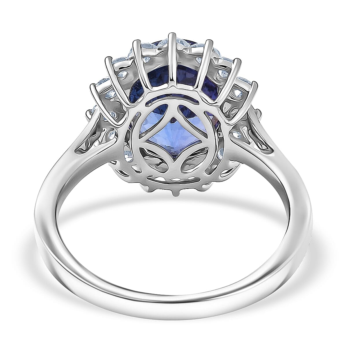 AAAA Tanzanite, Diamond Floral Ring in 950 Palladium 4.50 ctw (Size 7.5) image number 4